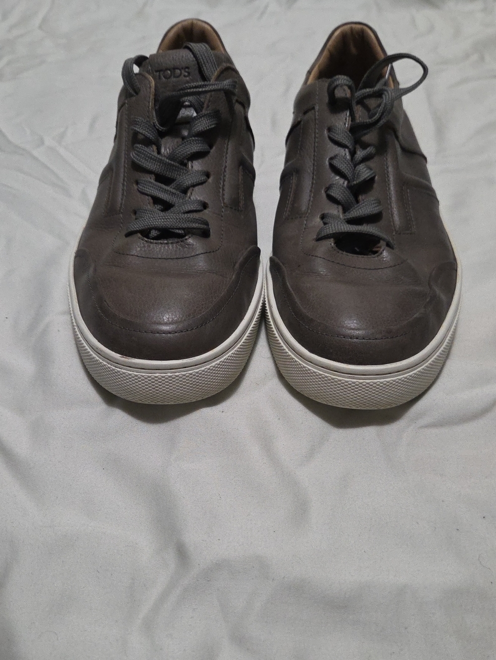 TOD'S Dark Brown Leather Low-Top Sneakers with White Soles